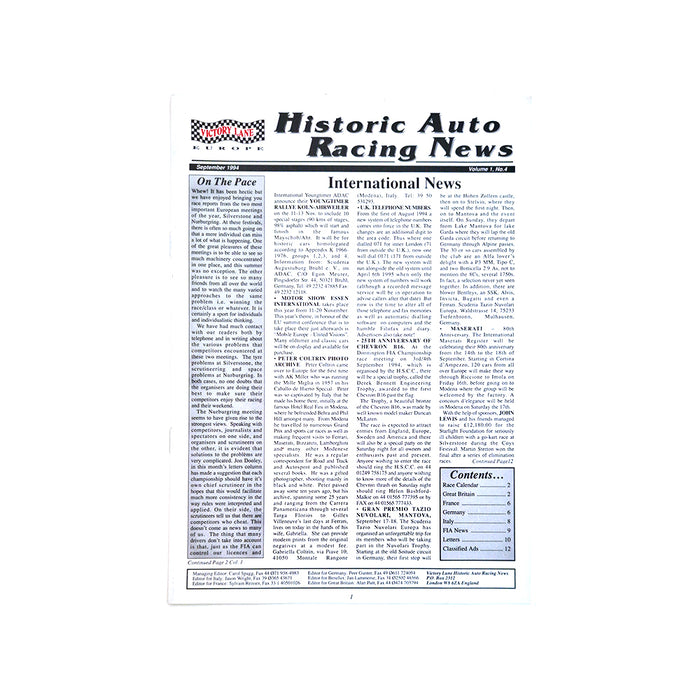 Historic Auto Racing News 1999 Four Copies