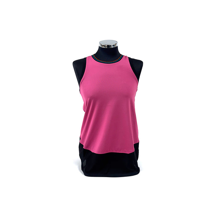 Ferrari Ladies Sleeveless Top Striped Collar Pink