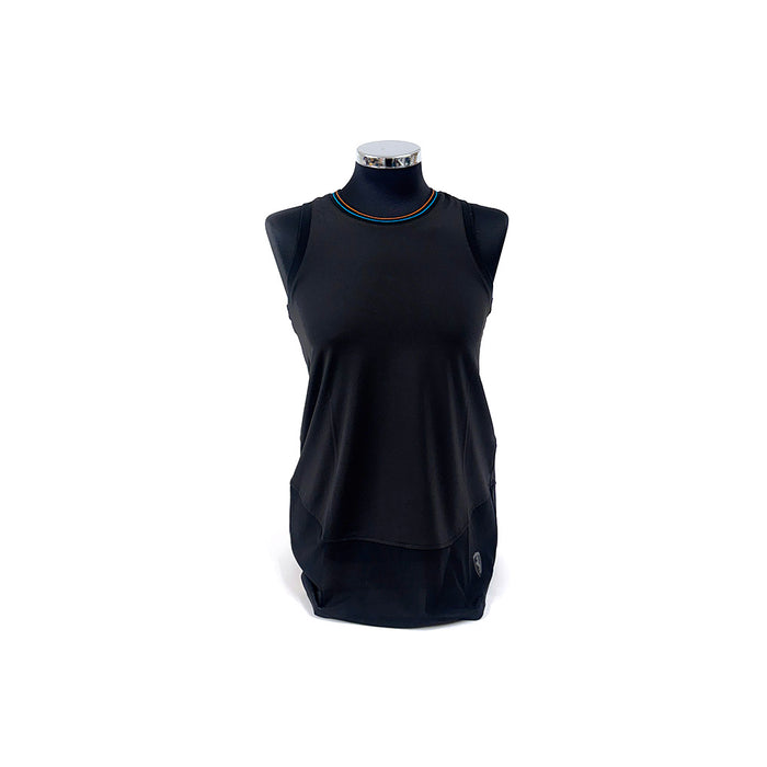 Ferrari Ladies Sleeveless Top Striped Collar Black
