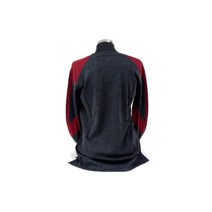 Ferrari Ladies Color Cut Crew Neck Jumper Grey Red