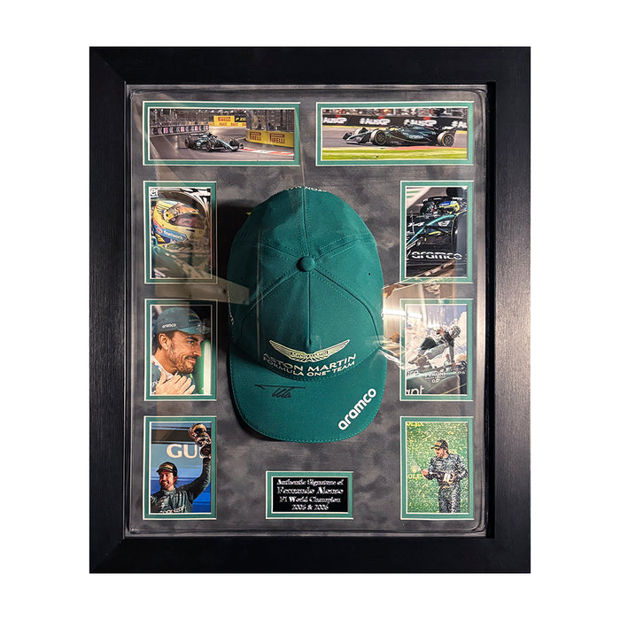 Fernando Alonso Aston Martin Signed Cap Framed