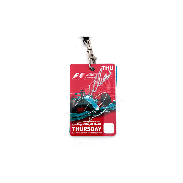 2009 Abu Dhabi VIP Passes Signed Hamilton & Alonso