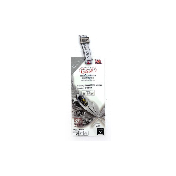 1998 British Grand Prix Paddock Club Pass