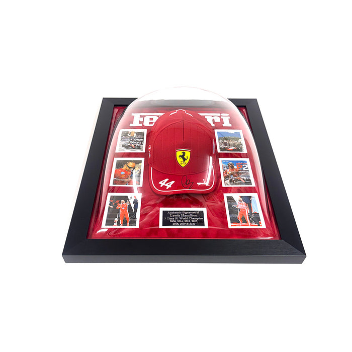 Lewis Hamilton Signed Ferrari Cap Framed