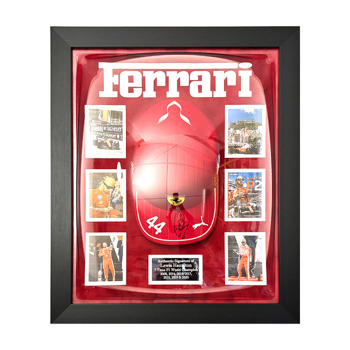 Lewis Hamilton Signed Ferrari Cap Framed