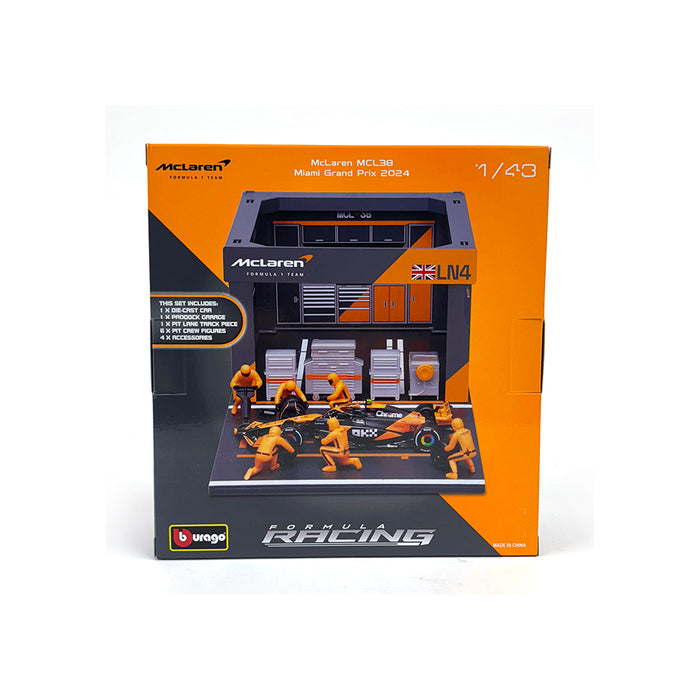 Burago 1/43 2024 McLaren MCL38 Pitstop Diorama Norris