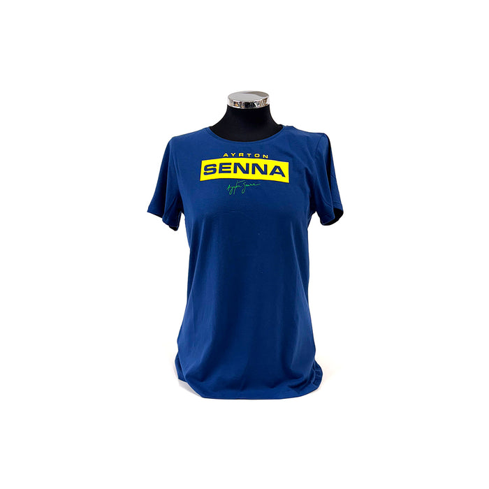Ayrton Senna Ladies Logo T-shirt Navy