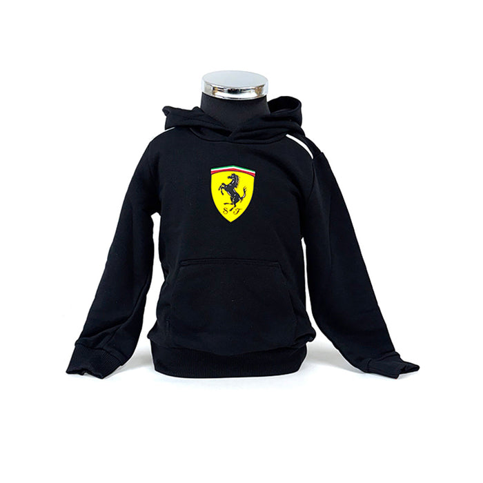 Ferrari Kids Black Hoodie White Stripe