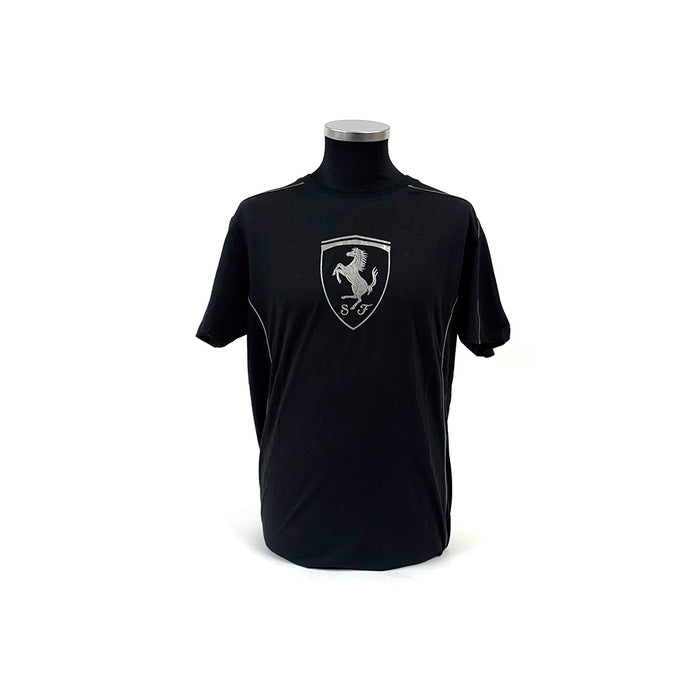 Ferrari Silver Scudetto Piping Tee Black