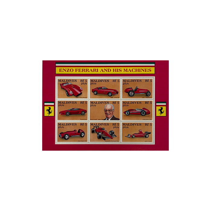 Enzo Ferrari and Cars Maldives Stamps