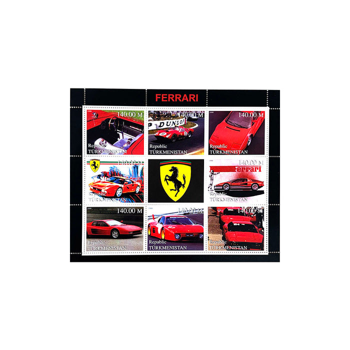 8 Ferrari Racing & Sports Cars 1999 Turkmenistan Ferrari Stamps
