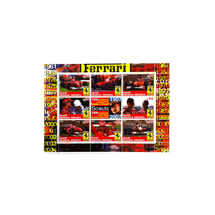 8 Ferrari F1 2005 Redonda Ferrari Stamps