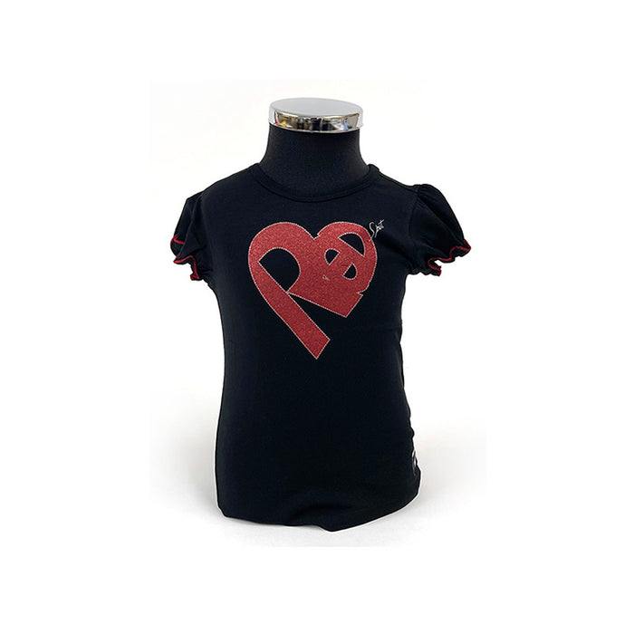 Ferrari Kids Girls Scudetto Red Glitter Black T-Shirt