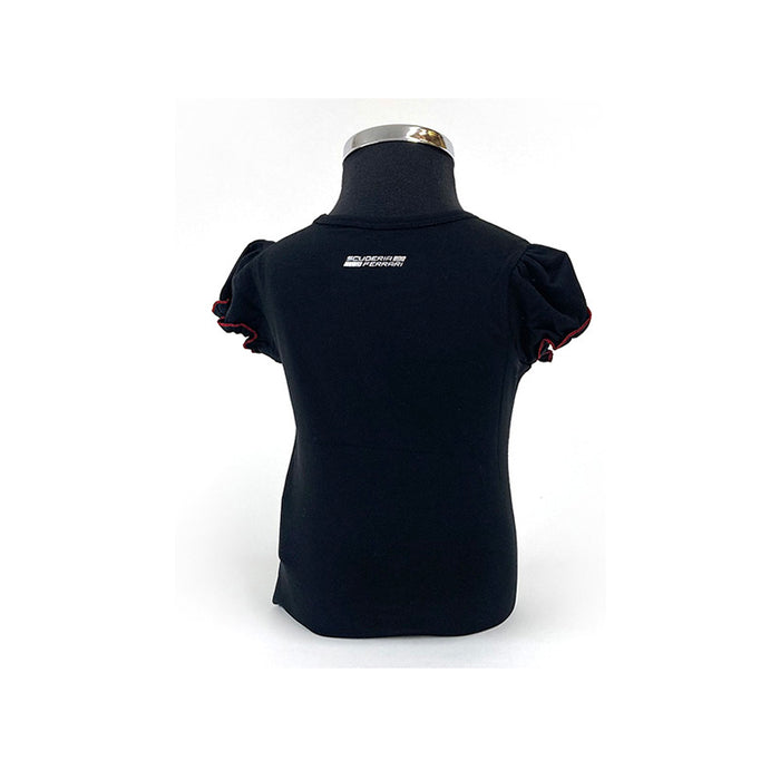 Ferrari Kids Girls Scudetto Red Glitter Black T-Shirt