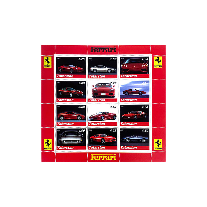 Twelve Ferrari Sports Cars 2002 Tatarstan Stamps