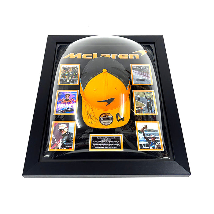 Lando Norris Signed Cap Framed