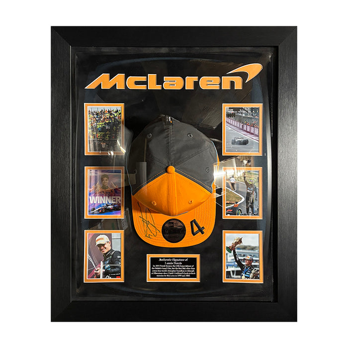 Lando Norris Signed Cap Framed