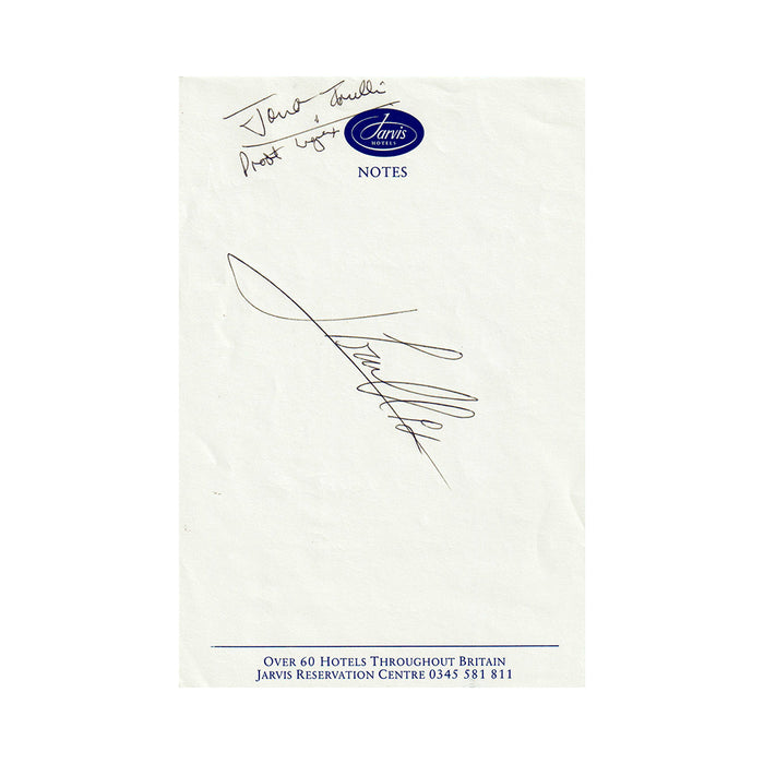 Jarno Trulli Signed Notepaper