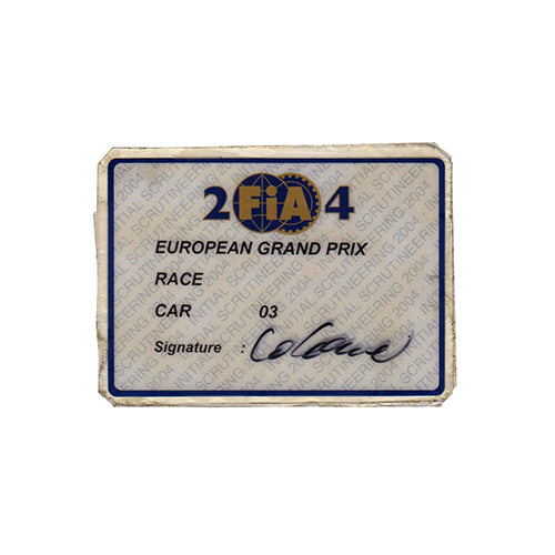 2004 Williams FW26 Scrutineering Passes