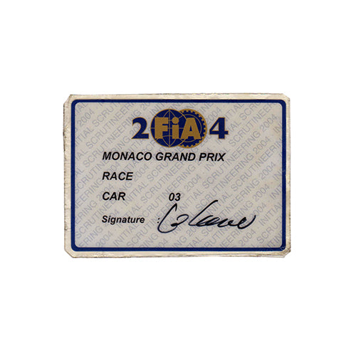 2004 Williams FW26 Scrutineering Passes