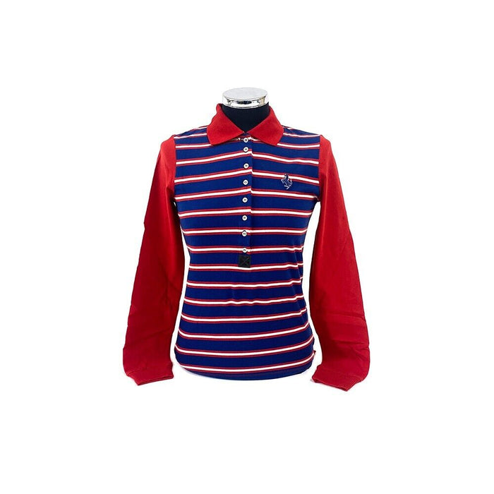 Ferrari Ladies L/S Striped Polo Red REDUCED