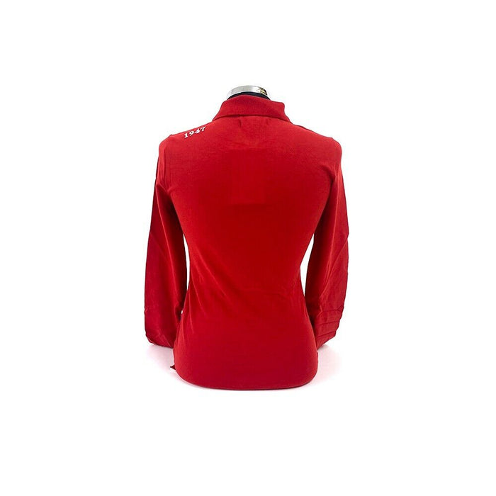 Ferrari Ladies L/S Striped Polo Red REDUCED